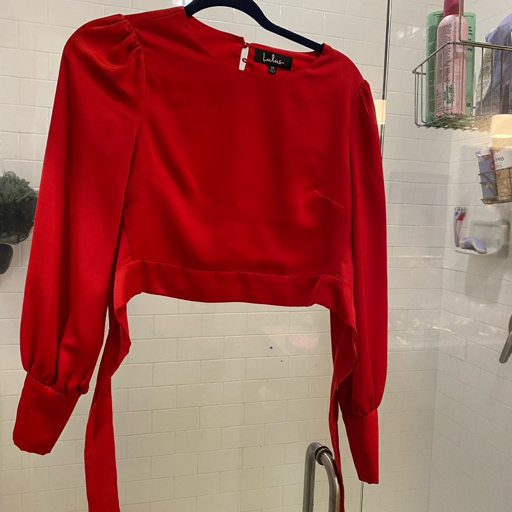 LuLu’s Cropped Open Back Shirt